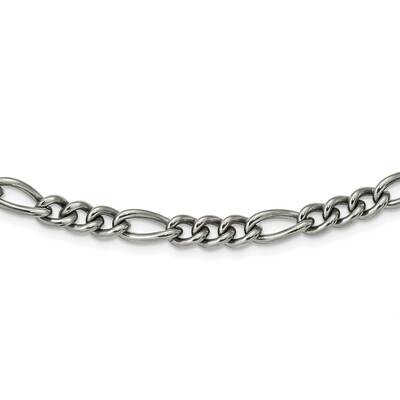Polished 7mm 19.75 Inch Figaro Chain Titanium TBN187-20, MPN: TBN187, 191101872778
