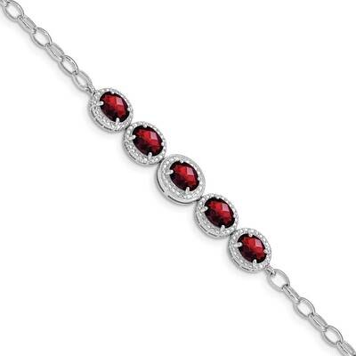 Garnet Bracelet Sterling Silver Rhodium Plated QG5057-8, MPN: QG5057-8, 883957608969