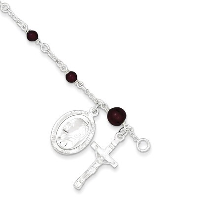 Rhodolite Garnet Polished Children&#39;s Rosary Bracelet Sterling Silver QG2831-6, MPN: QG2831-6, 19110…