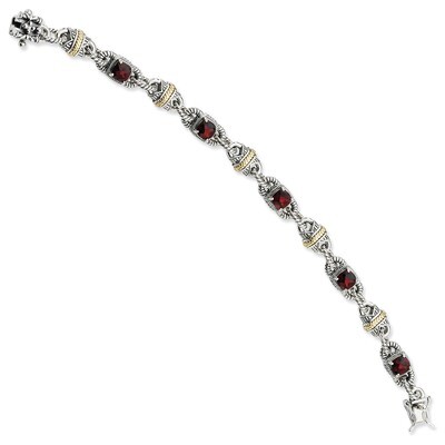 Garnet Bracelet Sterling Silver &amp; 14k Gold QTC385