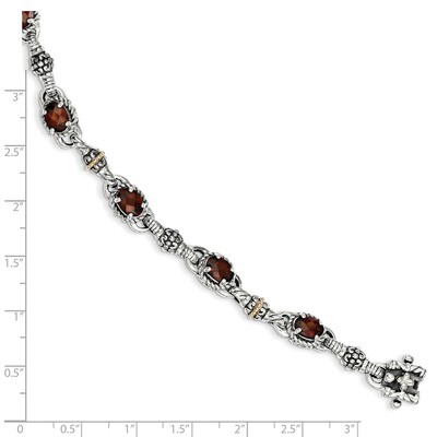 Oval 5.43 Garnet 7.25 Inch Bracelet Sterling Silver &amp; 14k Gold QTC409, MPN: QTC409, 883957503394