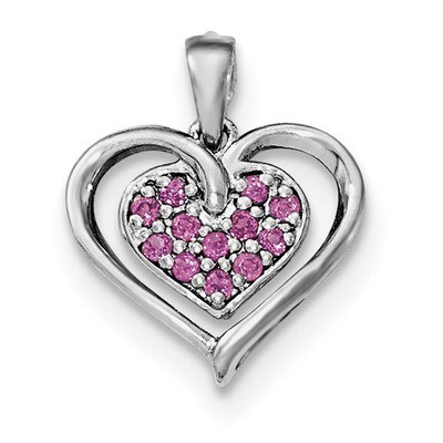 Rhodolite Garnet Heart Pendant Sterling Silver Rhodium-plated QP4556RG, MPN: QP4556RG,