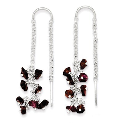 Garnet Dangle Earrings Sterling Silver QE9440, MPN: QE9440, 883957567693