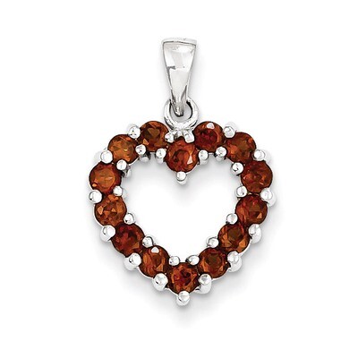 Garnet Pendant Sterling Silver Rhodium QDX628, MPN: QDX628, 883957547152