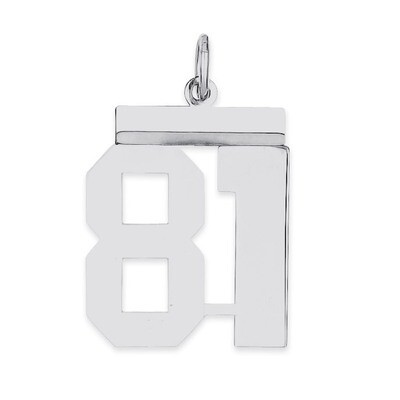 Pendant Number 81 Polished Sterling Silver Medium QMS81, MPN: QMS81, 191101278532