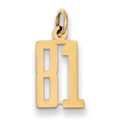 Number 81 Charm 14k Gold Small Polished Elongated LES81, MPN: LES81, 883957132839