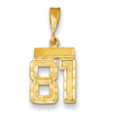 Number 81 Charm 14k Gold Small Diamond-cut SN81, MPN: SN81, 883957111209