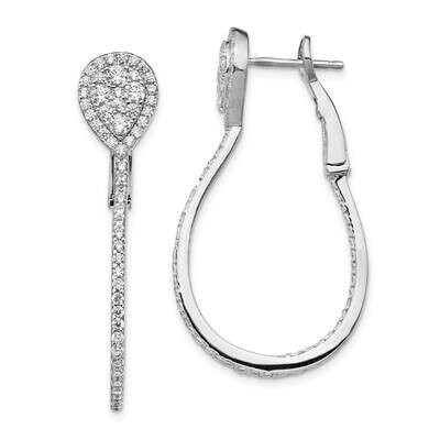 Cz Omega Back Hoop Earrings Sterling Silver QE15437, MPN: QE15437, 883957822914