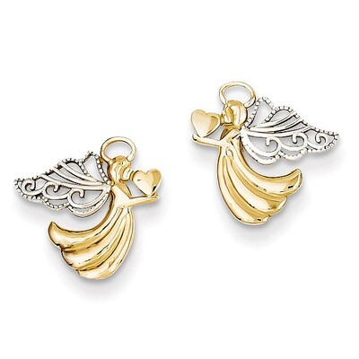 Angel with Heart Post Earrings 14K Gold &amp; Rhodium K4523, MPN: K4523, 637218138067