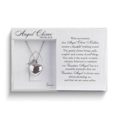 Silver-tone Heart Angel Chime Necklace GM25586, MPN: GM25586, 89945751291