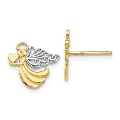Rhodium Angel with Heart Post Earrings 10k Gold 10K4523, MPN: 10K4523, 191101566554