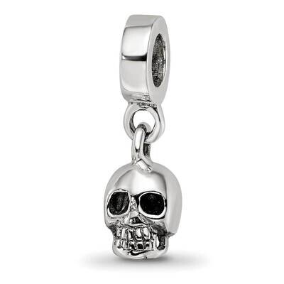 Skull Dangle Bead Sterling Silver QRS4206, MPN: QRS4206,