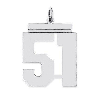 Charm Number 51 Polished Sterling Silver Large QPL51, MPN: QPL51, 191101281013