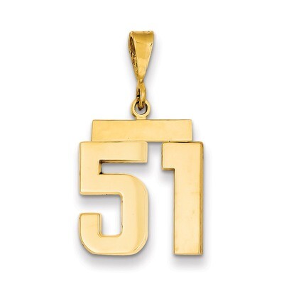 Number 51 Charm 14k Gold Medium Polished MP51, MPN: MP51, 883957135458