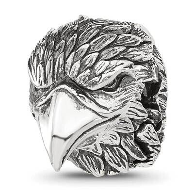 Antiqued Eagle Head Hinged Bead Sterling Silver QRS4333, MPN: QRS4333,