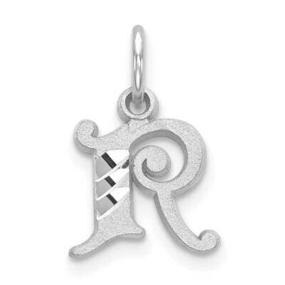 Initial R Charm 10k White Gold Diamond-cut 10WCH139-R, MPN: 10WCH139-R,