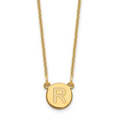 Tiny Circle Block Initial Letter R Necklace 14k Gold XNA722Y/R, MPN: XNA722Y/R, 196904083970