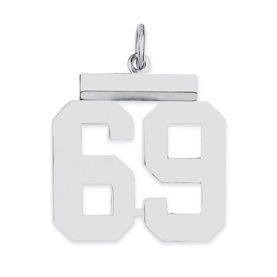 Pendant Number 69 Polished Sterling Silver Medium QMS69, MPN: QMS69, 191101278419