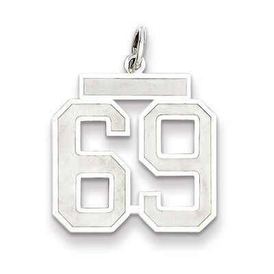Pendant Number 69 Satin Sterling Silver Medium QPM69, MPN: QPM69, 883957127446