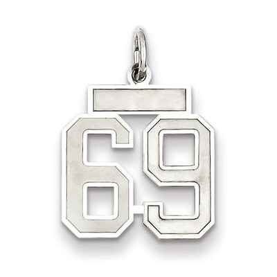 Charm Number 69 Satin Sterling Silver Small QPS69, MPN: QPS69, 191101282973