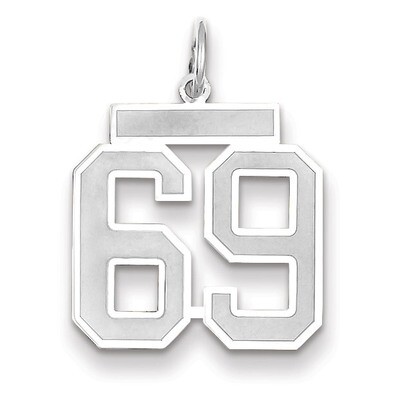 Number 69 Charm Medium Satin 14k white Gold WSM69, MPN: WSM69, 883957079318