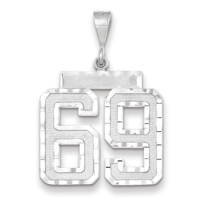 Number 69 Charm 14k white Gold Large Diamond -cut WLN69, MPN: WLN69, 883957124452