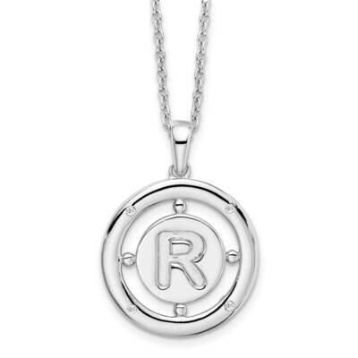 White Ice .025Ct. Diamond Initial R Necklace Sterling Silver QW499R-18, MPN: QW499R-18, 191101479076