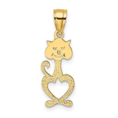 Engraved Cat Charm 14k Gold Cut-out K6499, MPN: K6499, 637218001194