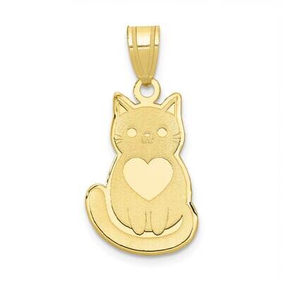 Laser Cut Cat with Heart Charm 10k Gold 10YC1181, MPN: 10YC1181,