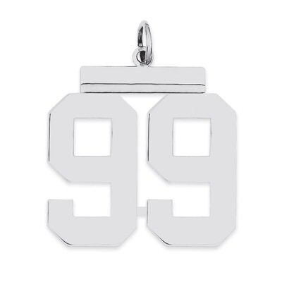 Charm Number 99 Polished Sterling Silver Large QPL99, MPN: QPL99, 191101281495