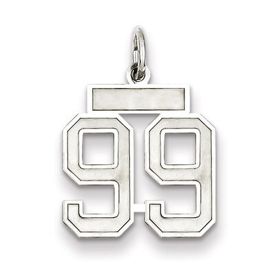 Charm Number 99 Satin Sterling Silver Small QPS99, MPN: QPS99, 191101283277