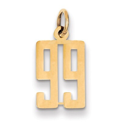 Number 99 Charm 14k Gold Small Polished Elongated LES99, MPN: LES99, 883957132891