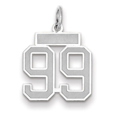 Number 99 Charm Small Satin 14k white Gold WSS99, MPN: WSS99, 883957073125