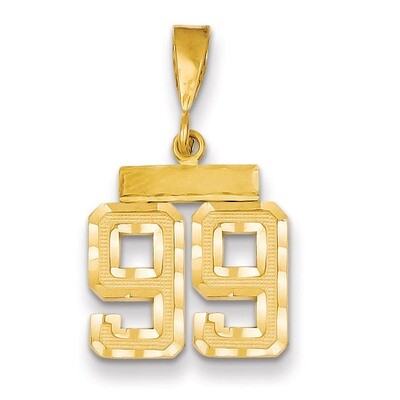 Number 99 Charm 14k Gold Small Diamond-cut SN99, MPN: SN99, 883957111391