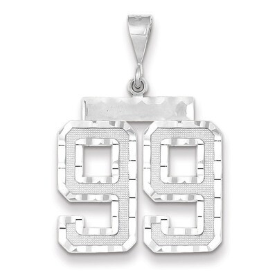 Number 99 Charm 14k white Gold Large Diamond -cut WLN99, MPN: WLN99, 883957126210