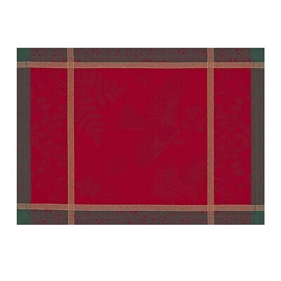 Le Jacquard Francais Placemat Poesie D&#39;Hiver Red 99% Cotton 1% Lurex 20 x 14 Inch 27726 Set of 4, M…