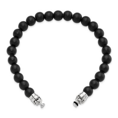 8mm Matte Black Onyx Beaded 8.5in Bracelet/Bead not included, sold seperately Sterling Silver QRS43…
