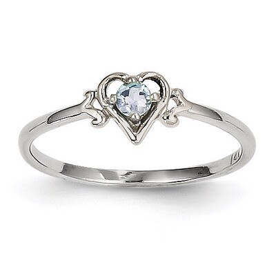 March Birthstone Heart Ring 14k White Gold Genuine YC414, MPN: YC414, 883957323824