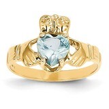 March Birthstone Claddagh Ring 14k Gold R489, MPN: R489, 883957285078