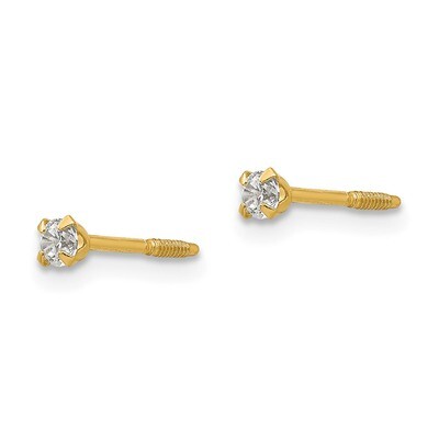 2.25mm Synthetic Diamond Baby Earrings - 14k Gold SE1729 by Madi K, MPN: SE1729, 27657682601