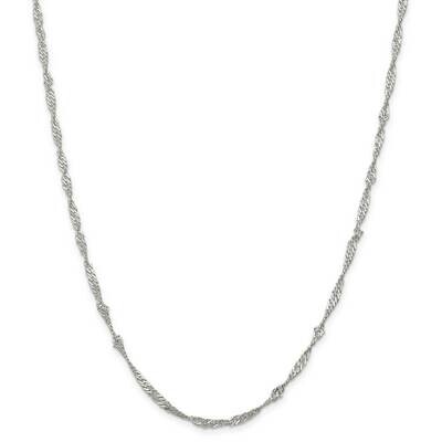 3mm Singapore Chain 22 Inch Sterling Silver QFC70-22, MPN: QFC70-22,