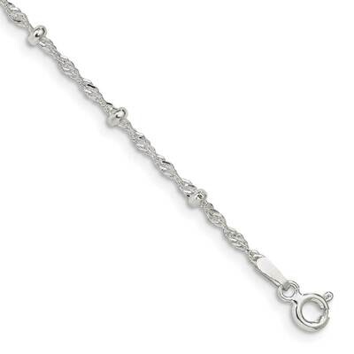 2.5mm Singapore with Beads Chain 7 Inch Sterling Silver QFC165-7, MPN: QFC165-7,