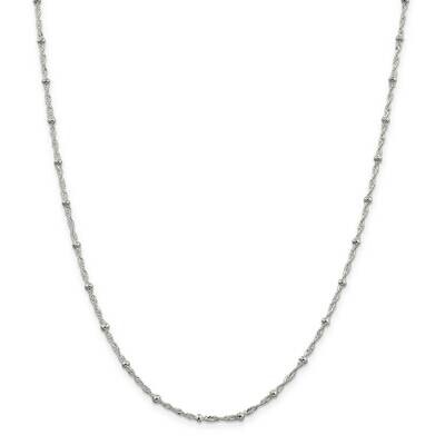 2.5mm Singapore with Beads Chain 14 Inch Sterling Silver QFC165-14, MPN: QFC165-14, 191101783418
