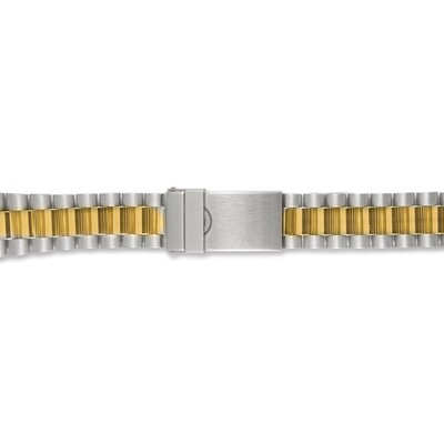 Mens 18-22mm 2-Tone Oyster-style Stainless Steel Watch Band  BA349, MPN: BA349,