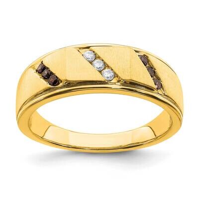Men&#39;s Brown and White Diamond Bridal Band 14k Yellow Gold RM6412B-020-YAA, MPN: RM6412B-020-YAA, 19…