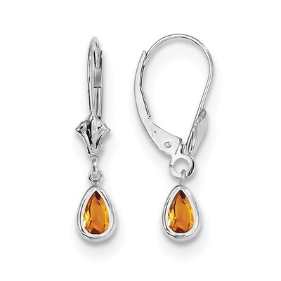 6x4mm Citrin November Earrings 14k white Gold XBE287, MPN: XBE287, 191101433689