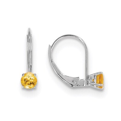 4mm Round November Citrine Leverback Earrings 14k white Gold XBE275, MPN: XBE275, 886774590226