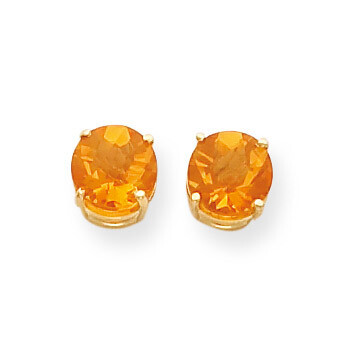 7mm Citrine Checker Earrings 14k Gold XE74CC, MPN: XE74CC, 883957098043