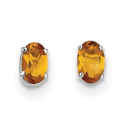 6x4mm Citrine Earrings 14k white Gold XBE311, MPN: XBE311, 191101433924
