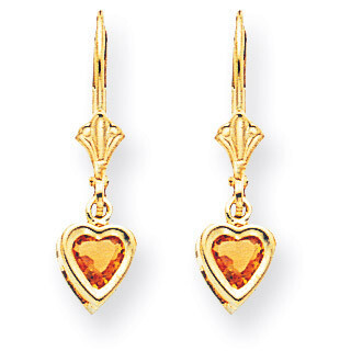 5mm Heart Citrine Earrings 14k Gold XLB109CI, MPN: XLB109CI, 883957338910